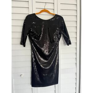 Black Sequin Open Back Walter Dress